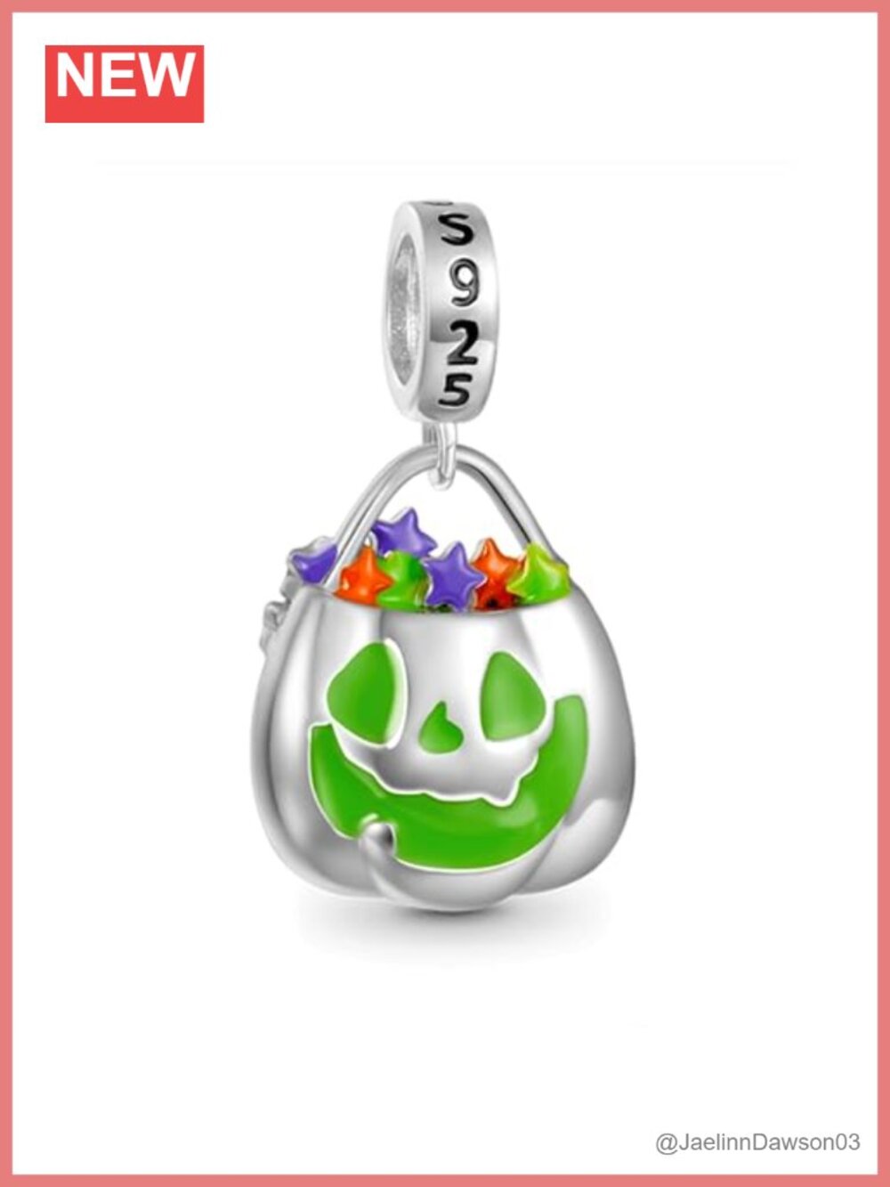 Sterling Silver Halloween Pumpkin Basket Charm Bracelet Necklace Gift
